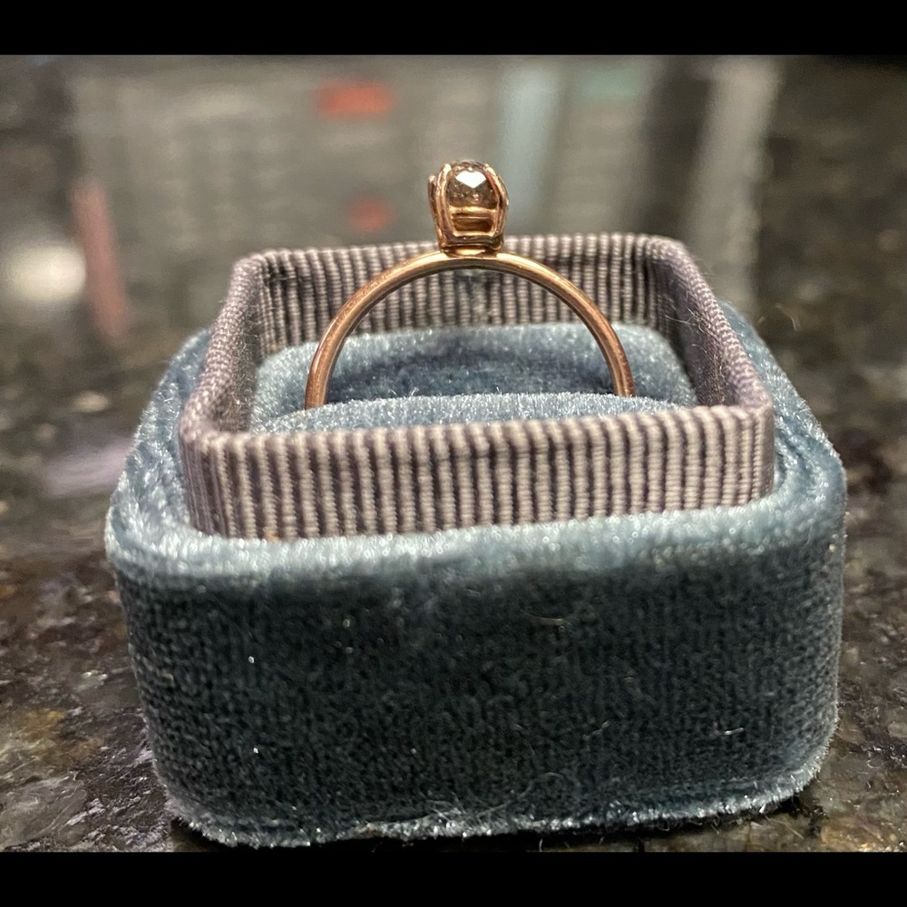 Round Rose Cut Chocolate Natural Diamond Ring by Jewelluxe - Picture 3 of 10